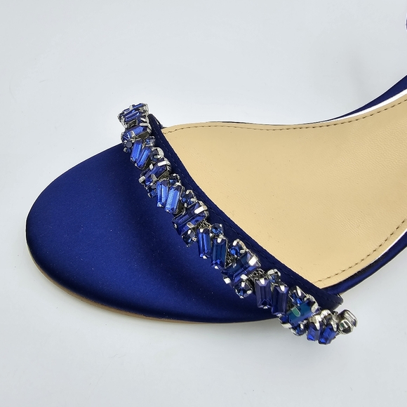 Jewel Badgley Mischka Dagny Strappy Low Block Heel Sandals, Navy Blue, Women 9.5 - Picture 7 of 16